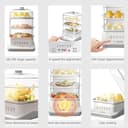 forplubossmmp Vaporera Multieléctrica, Vaporera Desmontable De 3 Niveles+Plegable De 800w+Reserva De 12h+Quemaduras Anti-Secas, Calentador Eléctrico De Alimentos Calientes (500* Papel para Hornear) - 4