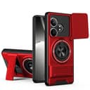 YSONCHAN Phone Case for OPPO Realme GT 6T/Realme GT 6 5G/GT Neo6, Shockproof Cover with Slide Camera Cover, 360° Magnetic Rotating Ring Stand, Anti-Fingerprint Case. Red - 1