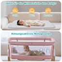 cozydwells 3 in 1 Beistellbett Baby, Tragbar reisebett Baby mit matratze Höhenverstellbar Bettchen Verstellbare Höhe & Neigung 6 abschließbare Räder Baby Co-Sleeper für Neugeborene Kleinkind Rosa - 2