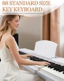 LALAHO 88 Key Semi-Weighted Keyboard Piano, Digital Piano Keyboard with Professional Triple Pedal, Bluetooth MIDI Function, Advanced Chip and Full Equipment for Beginner (White) - 2