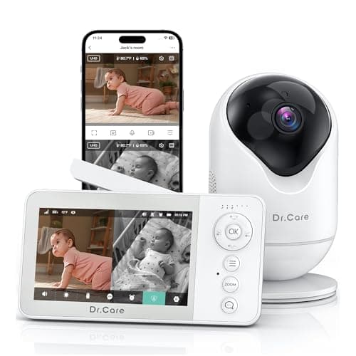 Dr.Care Baby Monitor Video e Audio Smart WiFi con App Mobile, Schermo Diviso 4" 720P e Telecamera 1080P, Visione Notturna HD, Audio Bidirezionale, Batteria Rimovibile 2500mAh,VistaView Lite RB