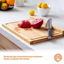 MasterChef Tabla de Cortar Cocina en Madera, Encimera de Bambú para la Carne, Jamon, Pan, Quesos, Tablero de Corte con Ranura para Jugos y Borde, Natural, Sostenible - 5