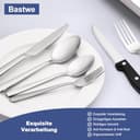 Besteck Set 6 Personen, Bastwe 36 teiliges Edelstahl Besteckset mit Steakmesser, Hochwertiges Messer Gabel Löffel für Familie/Party/Hotel, Hochglanzpoliert & Spülmaschinenfest - 5