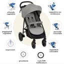 Graco Passeggino Leggero EezeFold DLX | Passeggino da Viaggio Leggero con Meccanismo di chiusura a una mMno, sospensioni a 4 ruote, posizione reclinabile piatta e ampio cestello – Grigio Lunare - 2