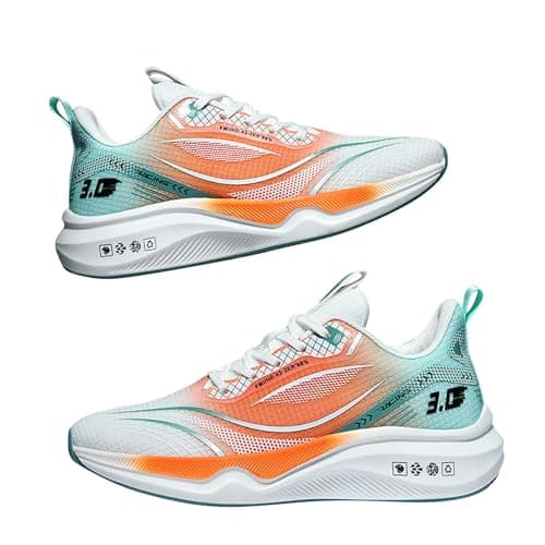Generisch Scarpe da corsa professionali da uomo, scarpe da ginnastica, traspiranti, comode, leggere, per attività all'aria aperta, per il fitness, per la palestra, per lo sport, bianco, 44 EU