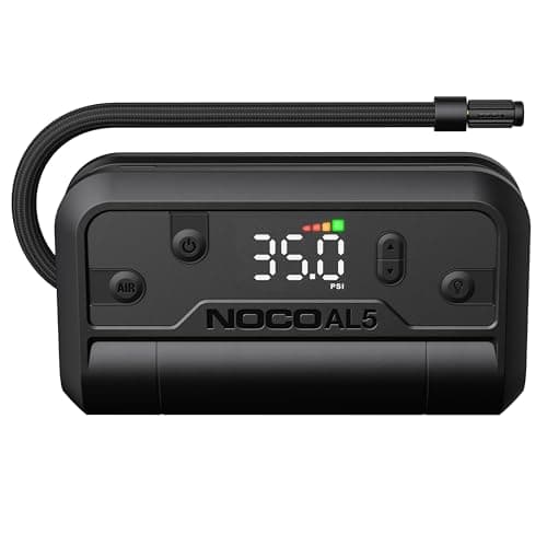 NOCO Air AL5: Inflador de neumáticos inalámbrico de 5A – Compresor de aire portátil a batería – Caudal de 17 SLPM, infla de 0 a 40 PSI en 7 min – Manómetro digital y apagado automático