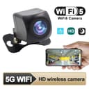 Telecamera di retromarcia Wifi 5V USB/12V HD WIFI 5 Telecamera per visione notturna Tachigrafo impermeabile Compatibile con Android IOS per Moto Auto Camper Van,Nero,A - 2