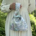 HIMKI Brautbeutel Klassische Hochzeit Handtasche mit Blumen Goldener Faden Jacquard Quaste Brauthandtasche Satin Hochzeit Handgelenk Tasche Elegante Geschenktasche für Hochzeit und Party (Blau) - 3