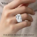Vinani Damenring, 925 Sterling Silber – breites 3-Band-Design mit mattierter und polierter Oberfläche, handgefertigter zeitloser Schmuck für Frauen, stilvoll und elegant, angenehmer, Größe60 RDB60 - 4