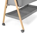 Moby-System Babybett Mili – Reisebett 0–6 Monate, Klappbar mit Matratze, Netzseiten, Stauraum, Rollen mit Bremse, Leicht & Stabil, Grau, Neugeborene, Beistellbett ohne Bohren, 9 kg Max. - 13