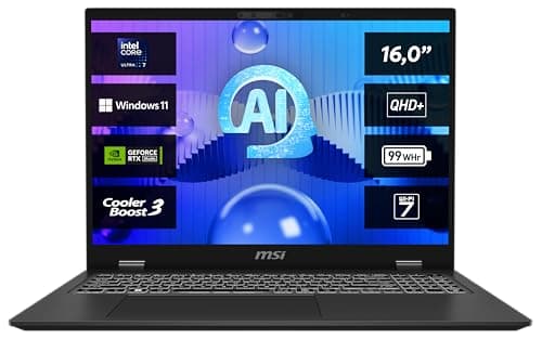 MSI Prestige 16 AI Studio, Business Laptop, 16,0" QHD+, Intel® Core™ Ultra 7 Prozessor 155H, 32 GB LPDDR5 RAM, 1 TB, NVIDIA® GeForce RTX™ 4060, Windows 11 Home, QWERTZ Tastatur, Anniversary Edition