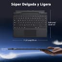 MoKo Teclado Español con Portalápices (No Carga) Solo para Microsoft Surface Pro 11/ Pro 10/ Pro 9/ Pro 8/ Pro X, Solo para conexión Bluetooth, QWERTY Teclado Type Cover Inalámbrico Delgado, Gris - 6