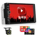 Inefala Radio Coche 2 DIN con Pantalla Táctil 7" Wireless Carplay Android Auto, 2 DIN Autoradio Bluetooth con Reproducción Vídeo Línea, Salida de Vídeo, Radio FM EQ 2USB Typ-C SWC Cámara Trasera - 1