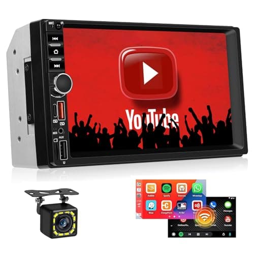 Inefala Radio Coche 2 DIN con Pantalla Táctil 7" Wireless Carplay Android Auto, 2 DIN Autoradio Bluetooth con Reproducción Vídeo Línea, Salida de Vídeo, Radio FM EQ 2USB Typ-C SWC Cámara Trasera