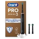 Oral-B Pro 3 Cepillo de Dientes Eléctrico Negro con Mango Recargable y 3 Cabezales, 3 Modos De Cepillado Con Modo Sensible, Temporizador, Diseñado por Braun, Regalos Originales para Mujer y Hombre - 1
