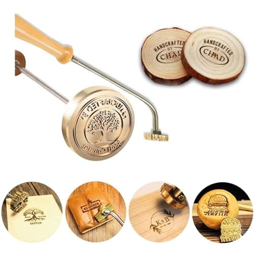 AuraWeave Timbro in Metallo con Logo Personalizzato, Ferro per Marchio Personalizzato per la Lavorazione del Legno, Barbecue e Lavori Manuali, Marchio Resistente per Legno, Pelle, Torte e Carne