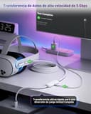 Maxonar Cable de Carga de Realidad Virtual [Chip de Próxima Gen] de 16 FT para Accesorios Meta Quest 3S/3/Oculus Quest 2/Pico 4 y PC/SteamVR, Regalo Increíble,Cable USB 3.0 a USB C de 5 Gbps, Blanco - 3