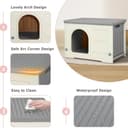 Outdoor Cat House Waterproof, Clawsable Cat Shelter Hideaway Dog Kennel for Outside, Plastic Weatherproof Garden Kitten Home for Rabbit Cats Dogs Guinea Pig Indoor and Outdoor Use, 54x41x38 cm, Gray - 6