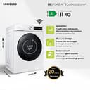 Samsung Lavatrice BESPOKE AI con Ecodosatore WW11BB744DGWS3 Libera installazione, 11 Kg, 1400 RPM, Classe A, Wifi, Vapore, Carica Frontale, 60l x 85h x 60p cm, Bianca con Oblò Nero - 3
