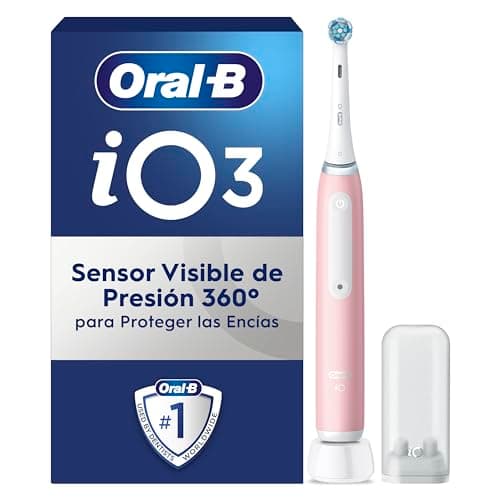 Oral-B iO 3N Cepillo de Dientes Eléctrico Rosa con Mango Recargable, 1 Cabezal y Soporte De Cabezales, 3 Modos De Cepillado, Diseñado por Braun, Regalos Originales para Mujer y Hombre