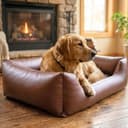 4L Textil Mario Orthopädisches Hundebett aus Kunstleder XL Hundekorb Kunstleder Große Hunde Memory Foam Visco Wasserabweisend Robust Komfortabel(120x90x25 cm, Braun) - 2
