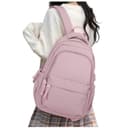 HYC00 Mochilas Portatil para Mujer Mochila Ordenador Portatil 14 Pulgadas Multifuncional Bolso Mujer Impermeable con Puerto USB de la Vida Diaria Trabajo Viaja Mochila Escolar,Gris Rosa - 1