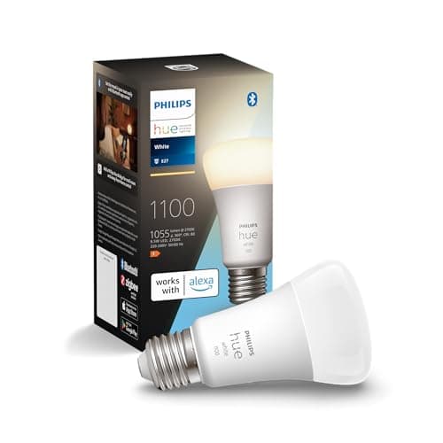 Philips Hue White E27 paquete individual 1x1055lm, regulable, luz blanca cálida, controlable a través de la aplicación, compatible con Amazon Alexa (Echo, Echo Dot)