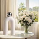 Kityemo Escultura de Cerámica Moderna, Decoración Minimalista Arco con Bola, Decoración Hogar Sala de Estar, Diseño Contemporáneo - 3