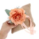 Luxshiny Cuscino Portafedi in Lino Naturale Set da 1 Pezzo Colore Arancione Rustico Decorazione Matrimonio Fatta a Mano per Cerimonia e Anniversari - 3