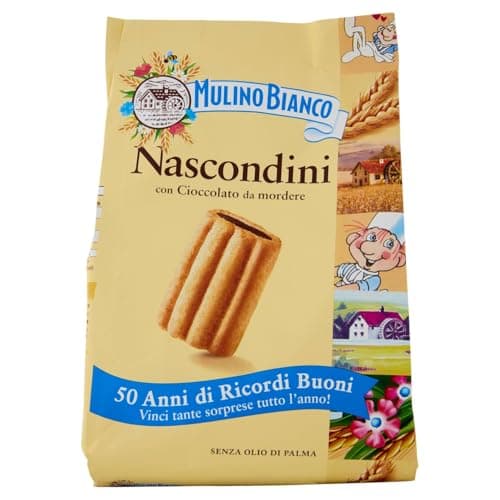Mulino Bianco Biscotti Frollini Nascondini con Cioccolato da Mordere, Senza Olio di Palma, Colazione Ricca di Gusto, 330 g