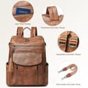 Shrrie 15.6 pulgadas Mochila de Negocios para laptop para mujer, Mochila de cuero para viaje Maestra universidad work - 7