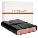 BELCRAFT Venezia Romantica A5 mittelgroßes Notizbuch aus Leder, Handgearbeitet in klassischem Italienischem Stil, Geschenkschachtel inklusive, Tagebuch, Lederbuch A5 (15x21 cm) Schwarz - 1