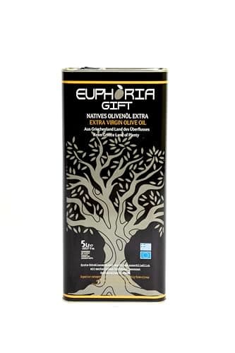 Euphoria Gift - Premium Qualität Olivenöl | Natives Extra aus Griechenland | Kaltgepresst |Neue Ernte 2025-2026|Erste Güteklasse|Handgepflückte Oliven|5 Liter Kanister