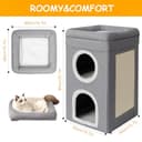 FURRYPAWS Cat House Indoor 2 Layer Cats Cave with Scratching Board, Multi-Level Kitten Bed for Indoor Cats, Cozy Cat Igloo Bed with Soft Velvet Spacious for Small & Medium Pets Grey - 6