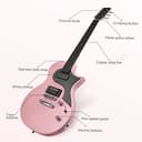 Electric Guitar Beginner Guitar 40.2 Inch Solid Poplar Body Maple Neck Laurel Fingerboard HH Pickups Les Paul Style with Gig Bag Tuner (Color Options) (Pink) - 6
