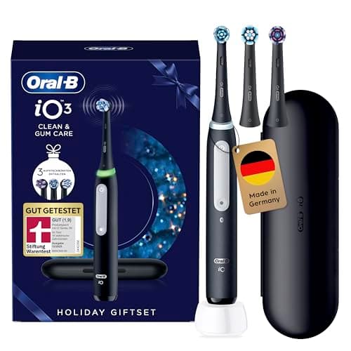 Oral-B iO Series 3 Electric Toothbrush Gift Set Edition - Electric Toothbrush Includes 3 Replacement Toothbrush Heads 3 Cleaning Modes for Dental Care - Designed by Braun, Well Tested by STIFTUNG