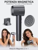 DMTIVMG Asciugacapelli Ionico 1600W Phon Capelli Professionale 500 Milioni Ioni Negativi 50 dB 12 Modalità 4 Temperature 3 Velocità del Vento 160000 RPM Motore Senza Spazzole 2 Accessori Magnetici - 7