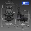 FLEXISPOT BS8 PRO Ergonomic Office Chair, Desk Chair with Dual Wing Lumbar Support and Footrest, 3D Headrest, 3D Armrests & Adjustable Seat Depth, 3-Level Tilt & Height-Adjustable Backrest (Black) - 2