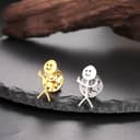 Dreamtimes Smiley Face Figurine Sign Language Spille per donne uomini in acciaio inox dito Stickman Trend Coppia Spilla Pin Punky e stravagante Spilla (Oro) - 7