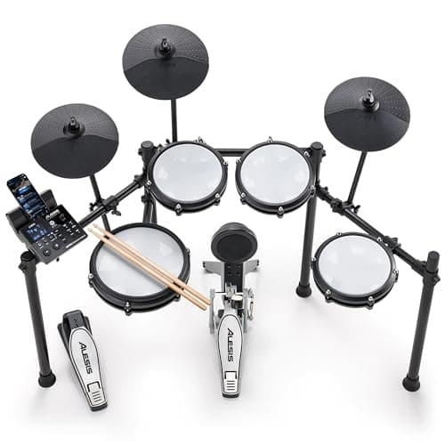 Alesis Nitro Max Kit - Batería Electrónica Compacta con Parches de Malla Silenciosos, Caja de Doble Zona de 10", Bluetooth, +440 Sonidos BFD, Drumeo, USB MIDI, Pedal de Bombo