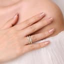 Meissa Anillo doble de mujer de plata 925 ajustable diseño ancho y apilable con circonita joyería elegante en oro y plata regalo para aniversario cumpleaños San Valentín anillo hecho a mano, Plata - 4