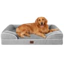 EHEYCIGA Cuccia Cane Interno Taglia Grande, Cuscino Cane Impermeabile Sfoderabile e Lavabile, Letto per Cani con tre Lati Rialzati Ortopedico, Cuccia Divano per Cani, Grigio, 112x81x16cm - 1