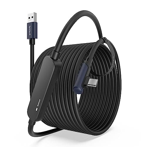 Syntech Link Cable 8m Compatible with Oculus/Meta Quest 3/Meta Quest 3S, Quest2/Pro/Pico 4/Ultra Accessories and PC/SteamVR, High Speed PC Data Transfer, USB 3.0 to USB C Cable for VR Headset, Black