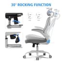 Magic Life Silla de Escritorio Sillas de Oficina Reposabrazos abatible de 90 ° Silla ergonómica para computadora Soporte Lumbar Altura Ajustable Giratoria de 360 ° Mecedora (Blanco) - 3