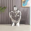 Estatua de cerámica abrazada de pareja, estatua de arte abstracto moderno, escultura de pareja abstracta romántica, para sala de estar, dormitorio, oficina, entrada, chimenea. (Plata A, Grande) - 3