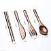 Set di posate in legno, 4 posate riutilizzabili in stile giapponese con 1 cucchiaio, 1 forchetta, 1 bacchette, 1 coltello in legno con sacchetto, posate da viaggio per cucina, casa, ufficio - 6