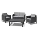 Allibert by Keter Chicago Lounge Set für 4 Personen, 2-er Sofa, 2 Gartensessel mit Rückenkissen und höhenverstellbarem Lyon Tisch, graphit/cool grau, wetterfest - 1