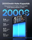 Baseus Powerbank 20000mAh 100W PD Schlanker externer Akku QC 4.0 Schnellladegerät, Blade H1 für Laptops, MacBook, iPad, iPhone 16 15 pro max, Switch, Steam Deck, Samsung Galaxy, AirPods, 2024 Upgraded - 4