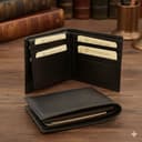 Old Angler Firenze Portafoglio in vera pelle | Protezione RFID integrata | Cuoio fiorentino conciato vegetale | Portafoglio in pelle nero con 2 scomparti - 7