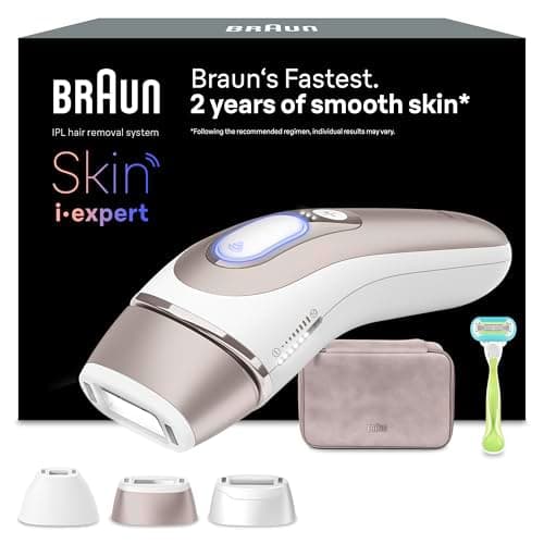 Braun Smart IPL Skin I Expert, at Home Hair Removal, Alternative for Laser Hair Removal, Smart IPL with Exclusive Free App, Venus Razor, 3 Smart Heads, 2 Years of Smooth Skin, Gift for Women, PL7253